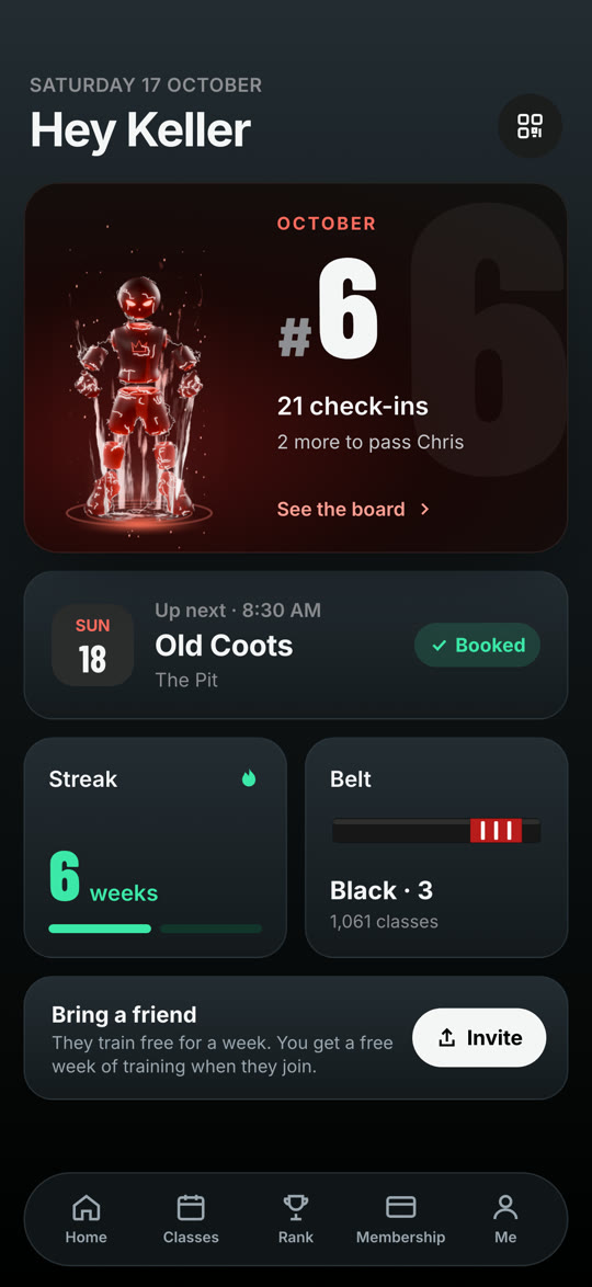 The Home screen of the Roll Call app